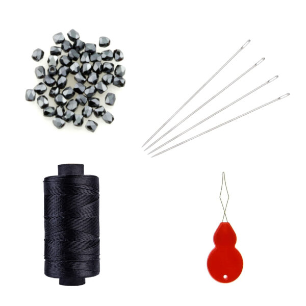 Black Beads with hair thread & needles